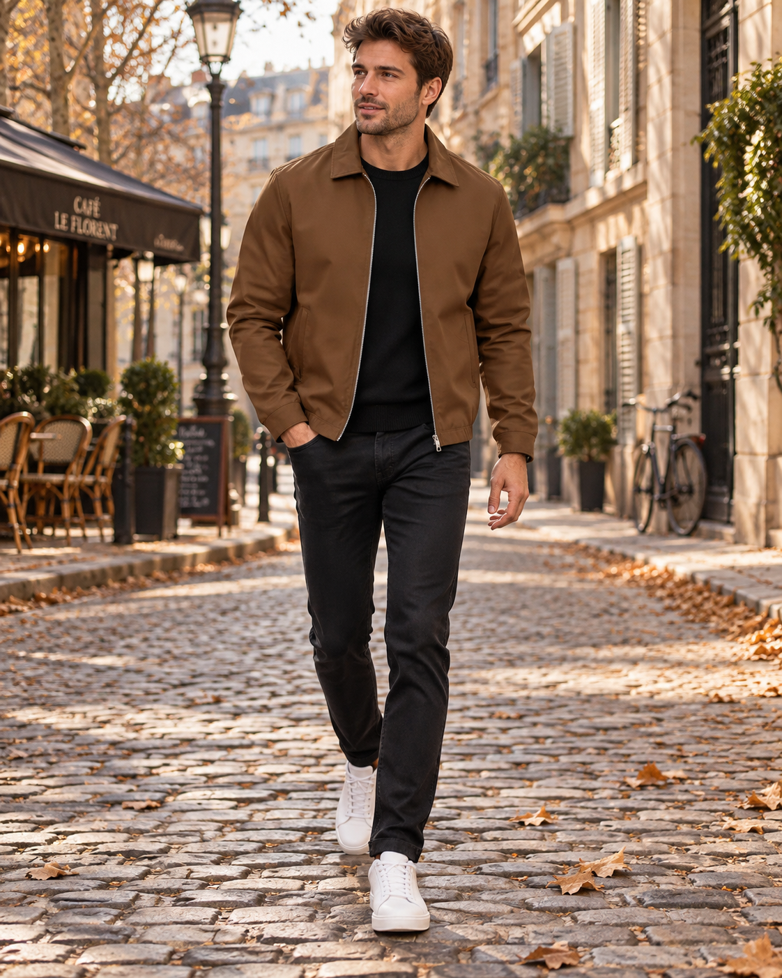 Joseph Men's Lightweight Zip Jacket – Laydown Collar, Snap Cuffs & 3 Pockets