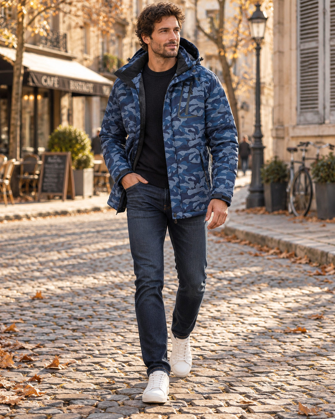 William Men's Fleece-Lined Winter Jacket – Removable Hood, Adjustable Cuffs & Ski Style
