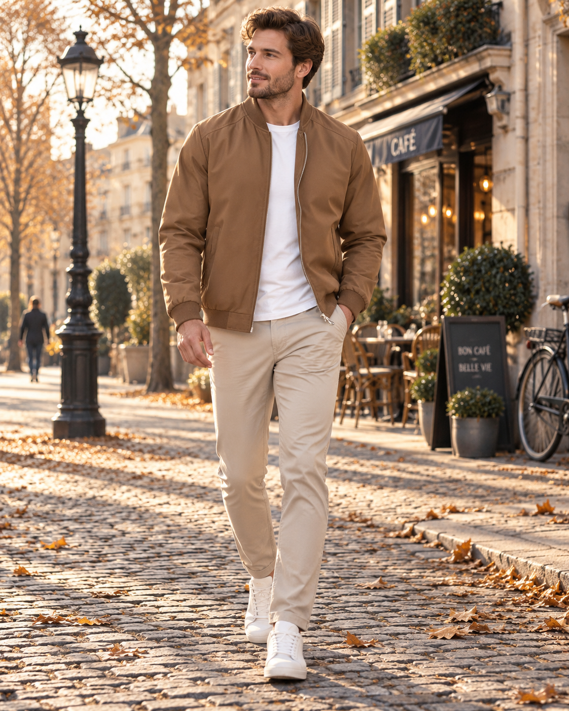 Xanto Men's Lightweight Bomber Jacket – Full-Length Zipper, Ribbed Detailing & 3 Handy Pockets