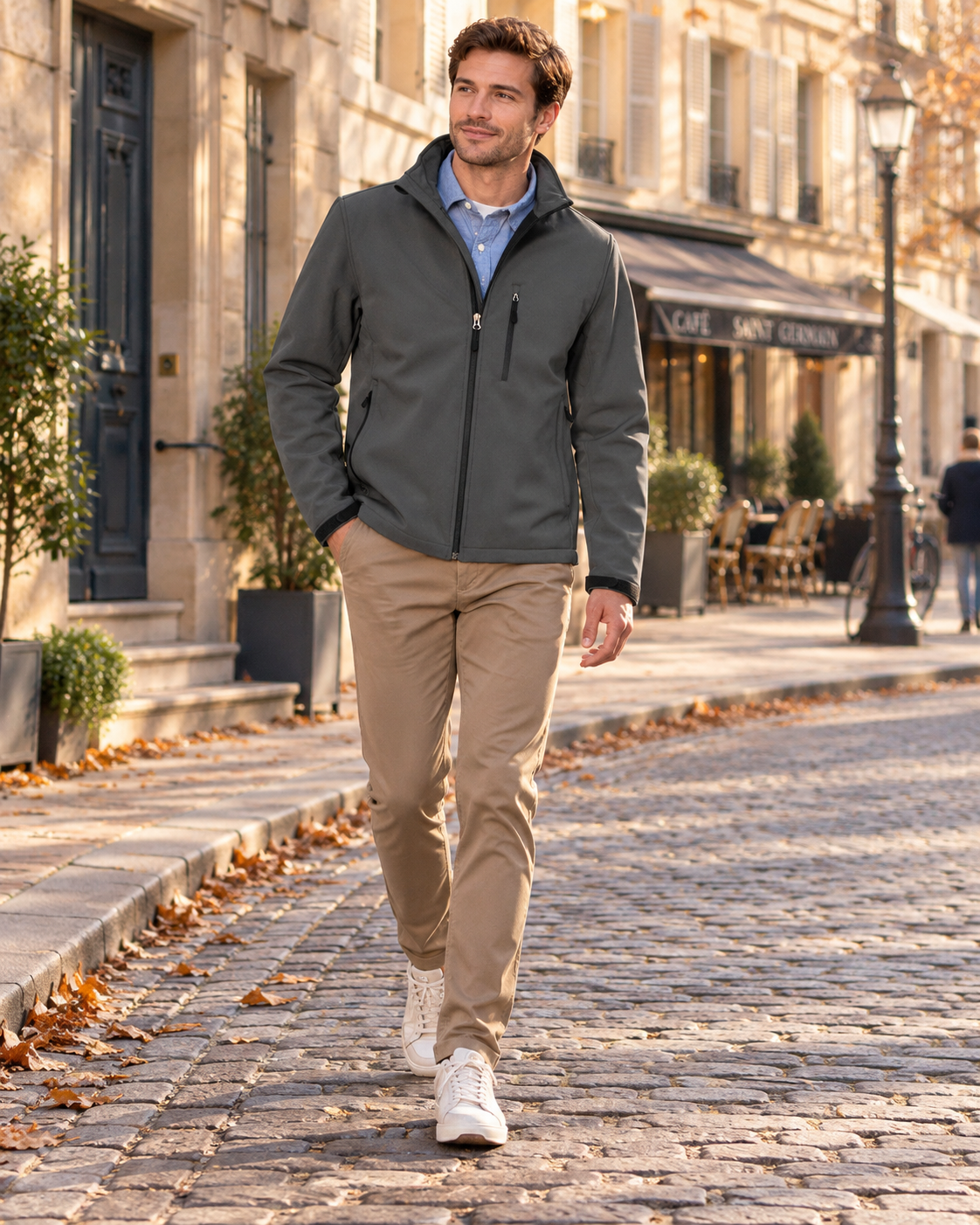 Charles Men's Softshell Jacket – Fleece Backed, Stand Collar & 3 Zipped Pockets