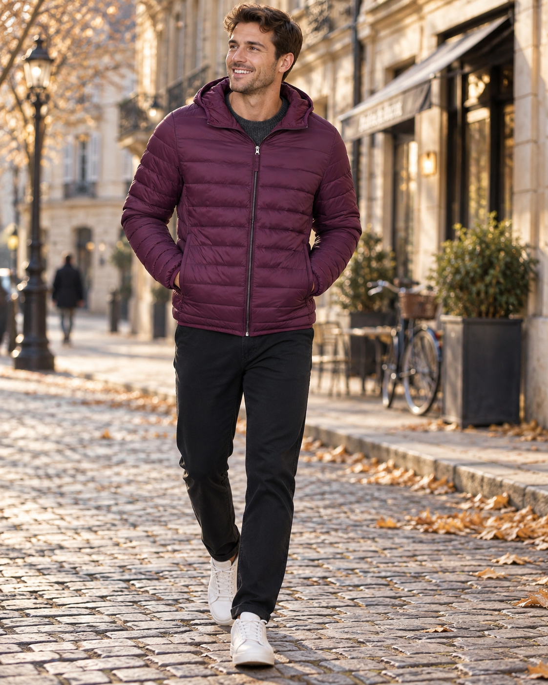 Robert Men's Packable Puffer Jacket – Hooded, Full Zip & Zipped Pockets