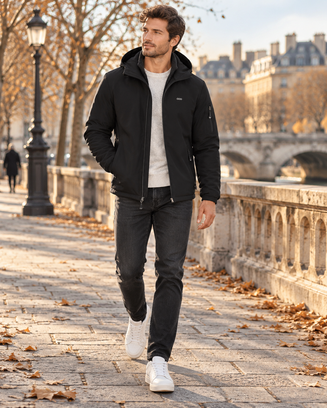 Umeko Men's Waterproof Softshell Jacket – Fleece-Lined Interior, With Hood & 5 Handy Pockets