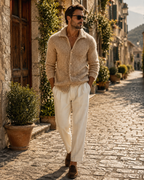 Jorah Men's Knitted Cardigan – Retro Lapel, Textured Knit & Casual Fit