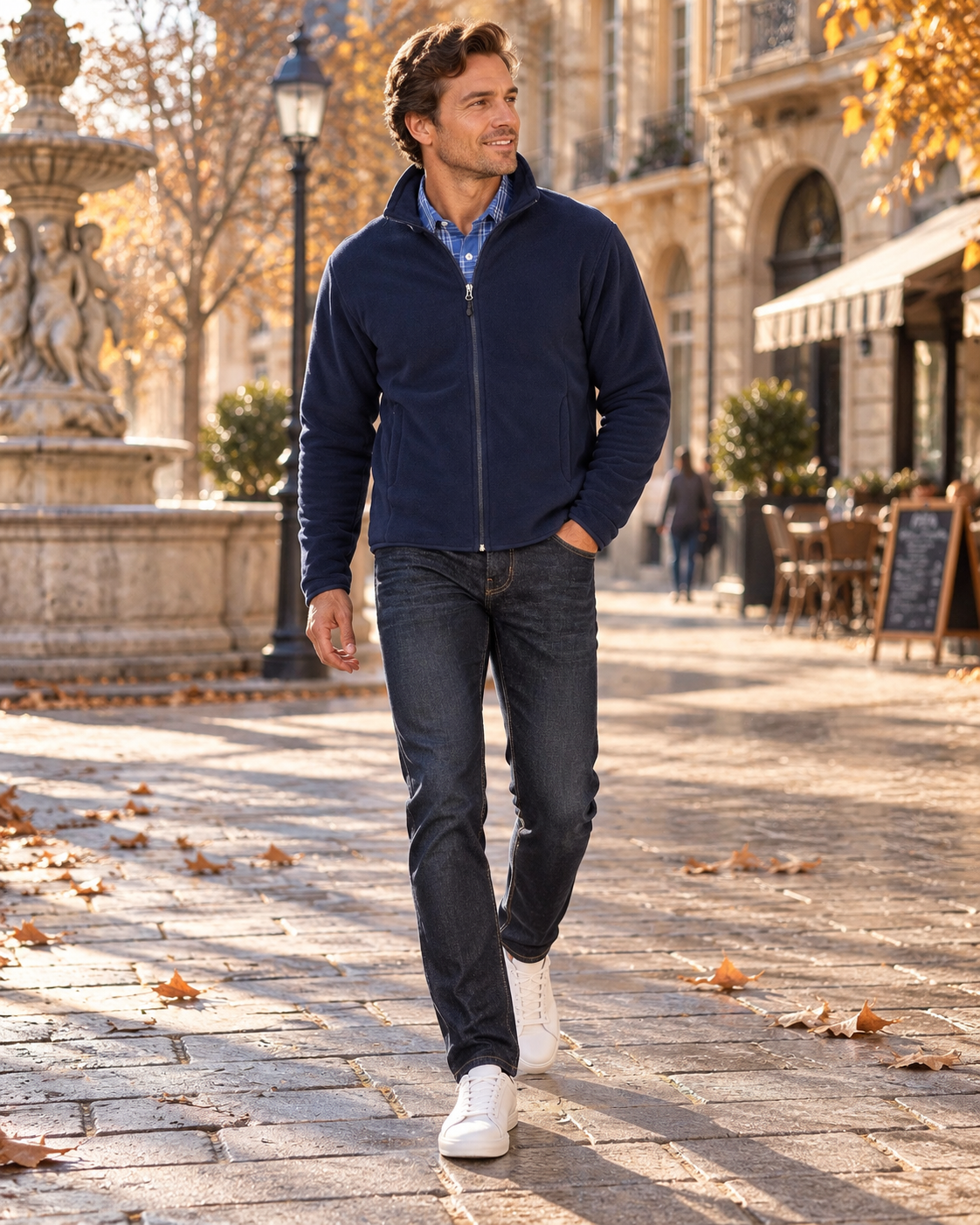 Jacob Men's Polar Fleece Jacket – Full Zip, Mock Neck & Zipped Pockets
