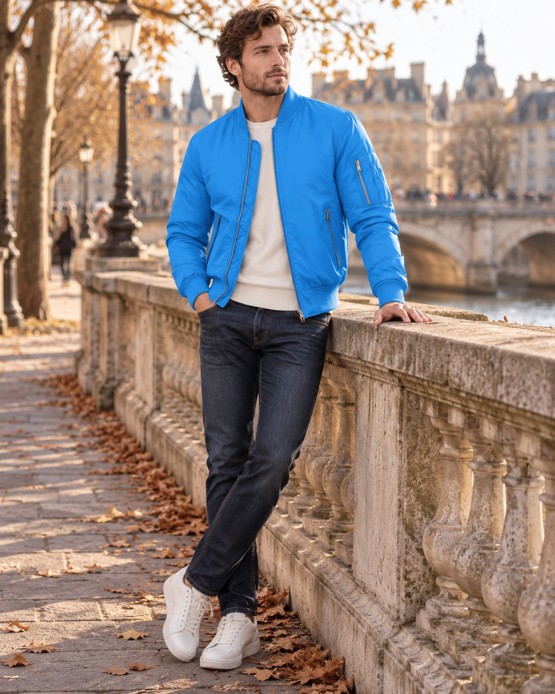 Ryan Men's Quilted Bomber Jacket – Ribbed Trims, Bronze Zip & 4 Pockets