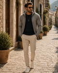 Lindqvist Men's With Hood Knit Cardigan – Fitted Silhouette, Zip-Up Front & Solid Colour