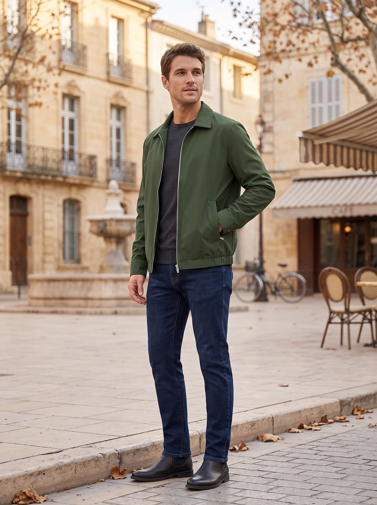 Jack Men's Lightweight Zip Jacket – Laydown Collar, 3 Pockets & Elastic Hem