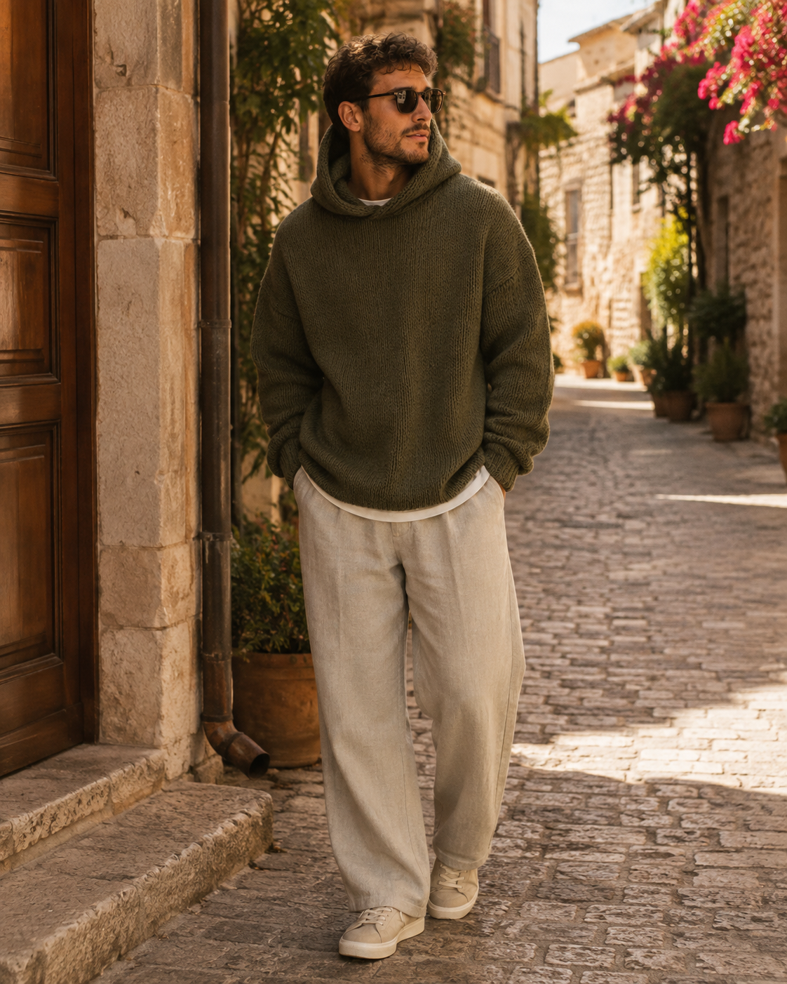 Keziah Men's With Hood Sweater – Relaxed Silhouette, Gentle Textured Knit & Ribbed Detailing