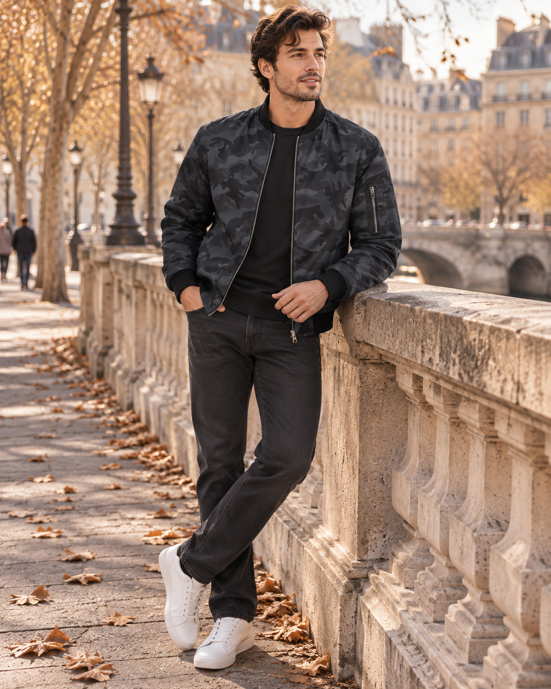 Christopher Men's Lightweight Bomber Jacket – Full Zip, Ribbed Trims & 4 Pockets