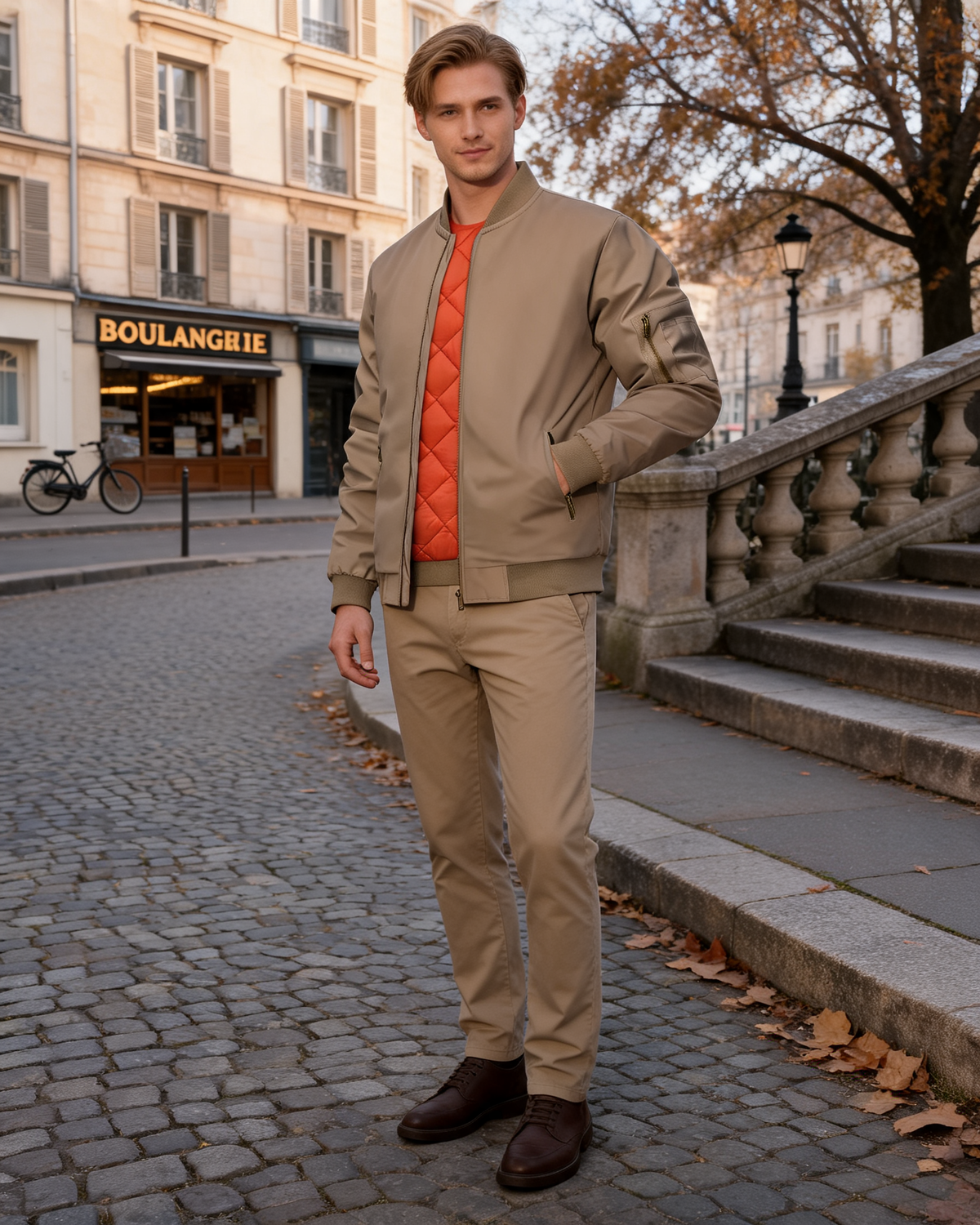 Calvin Men's Quilted Bomber Jacket – Ribbed Trims, Full Zip & 6 Pockets