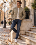 Ryan Men's Quilted Bomber Jacket – Ribbed Trims, Bronze Zip & 4 Pockets