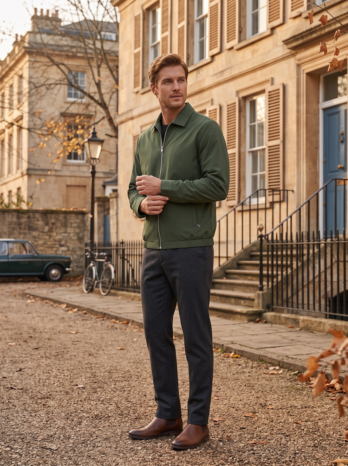 Damaris Men's Lightweight Zip Jacket – Laydown Collar, 3 Handy Pockets & Elastic Hem