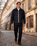 Bennett Men's Denim Jacket – Heavyweight Rigid Button-Up Relaxed Fit Workwear Jacket