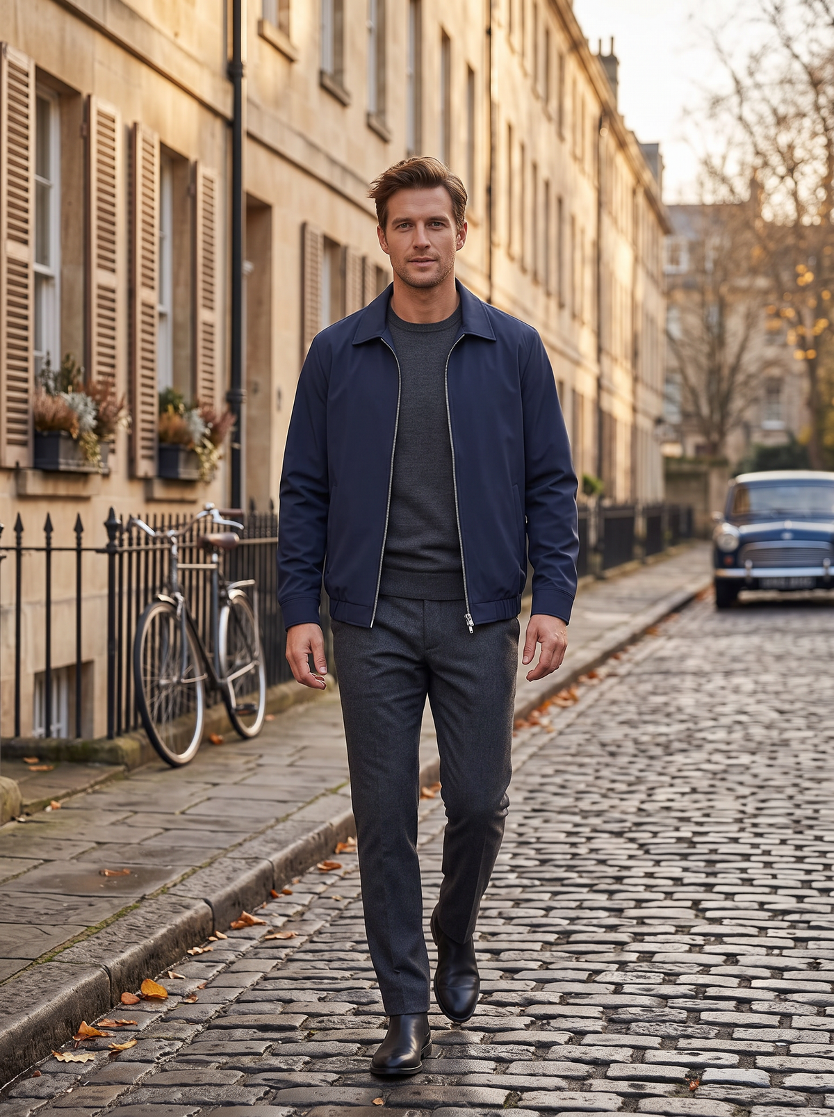 Jack Men's Lightweight Zip Jacket – Laydown Collar, 3 Pockets & Elastic Hem