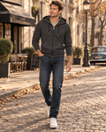 Jonathan Men's Brushed Fleece Hoodie – Full Zip, Drawstring Hood & Hand Pockets