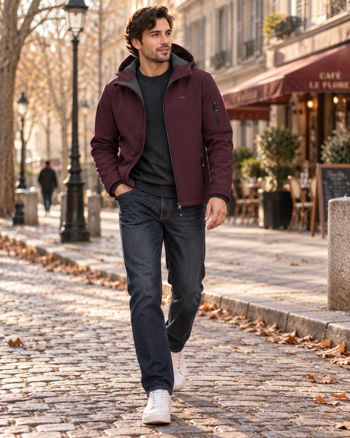 Umeko Men's Waterproof Softshell Jacket – Fleece-Lined Interior, With Hood & 5 Handy Pockets
