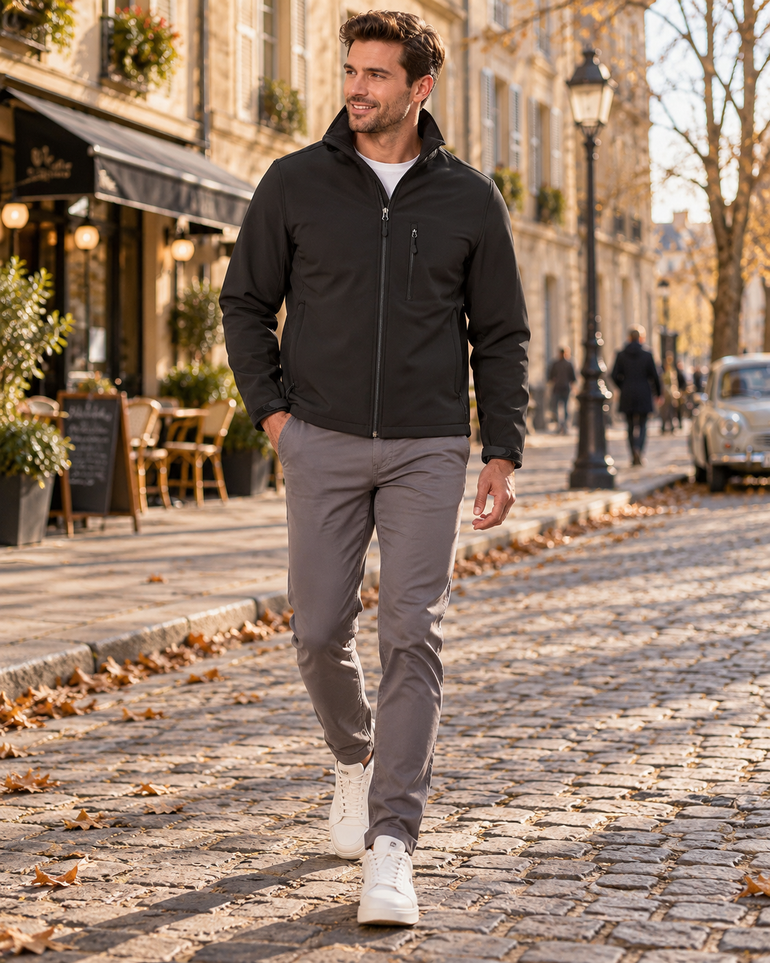 Charles Men's Softshell Jacket – Fleece Backed, Stand Collar & 3 Zipped Pockets