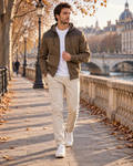 Wesley Men's Full-Zip Hoodie – Contrast Panel Drawstring Hooded Sweatshirt with Pockets