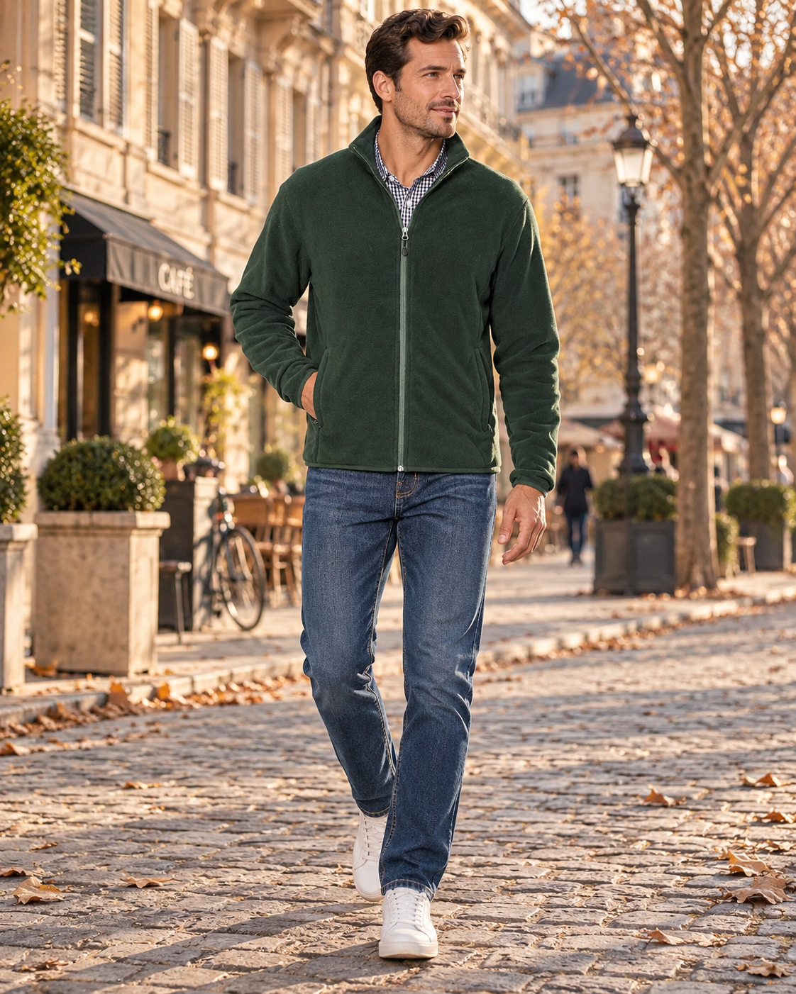 Jacob Men's Polar Fleece Jacket – Full Zip, Mock Neck & Zipped Pockets