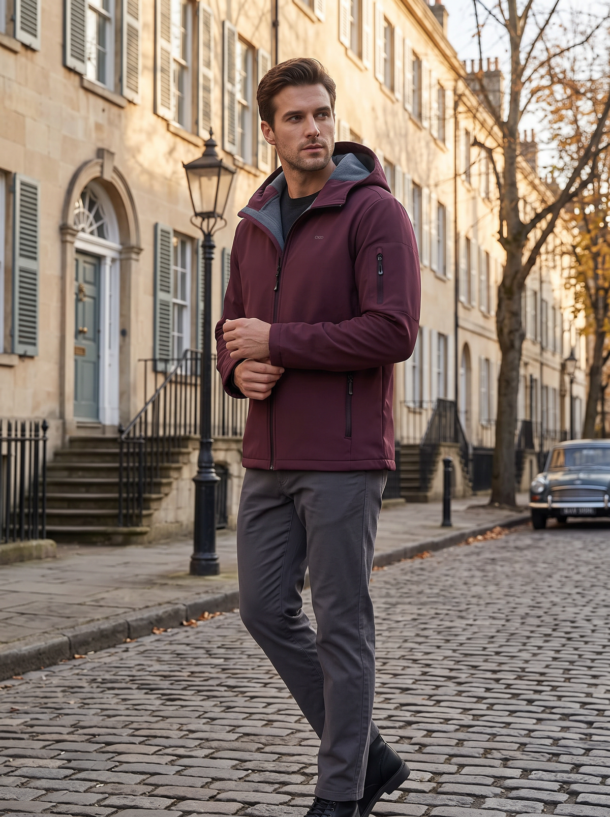 Vireo Men's Waterproof Softshell Jacket – Fleece-Lined Interior, With Hood & 5 Handy Pockets
