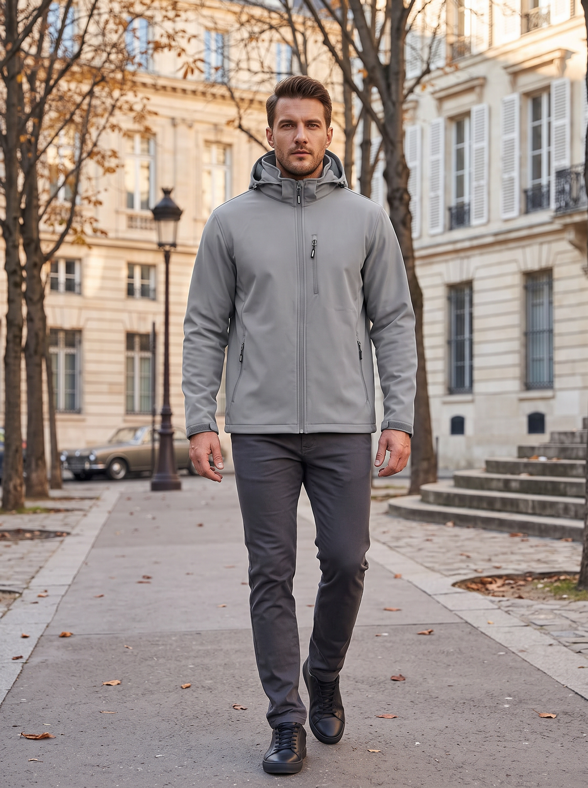 Branwen Men's Softshell Jacket – Fleece-Lined Interior, With Hood & 5 Handy Pockets