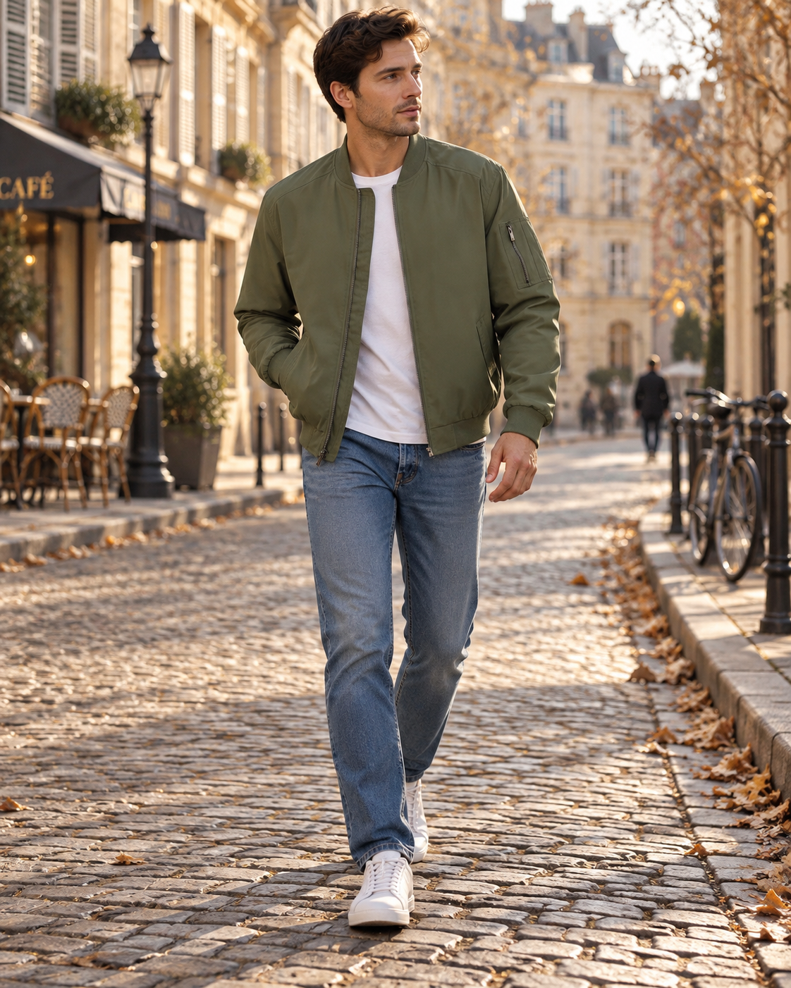 Philip Men's Lightweight Bomber Jacket – Full Zip, Ribbed Trims & 5 Pockets