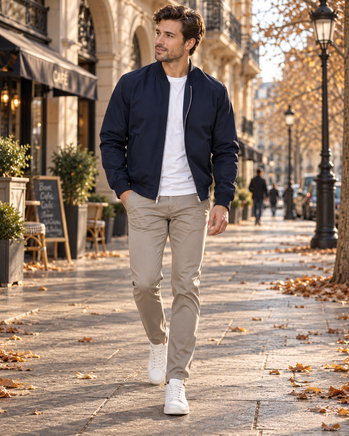 Xanto Men's Lightweight Bomber Jacket – Full-Length Zipper, Ribbed Detailing & 3 Handy Pockets