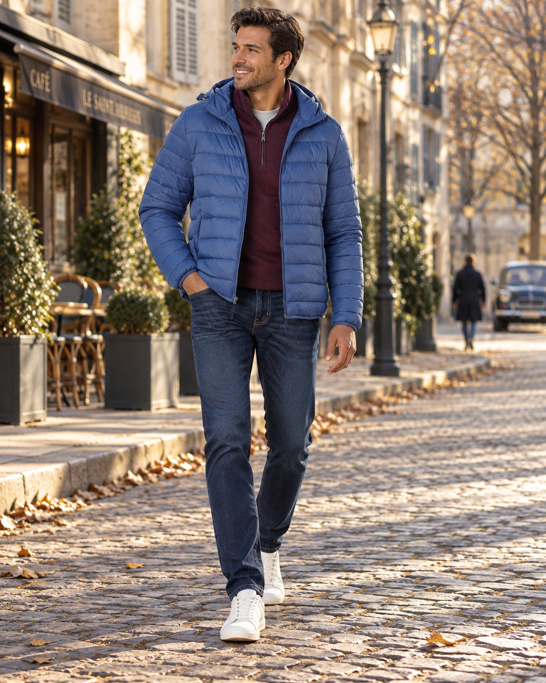 Robert Men's Packable Puffer Jacket – Hooded, Full Zip & Zipped Pockets