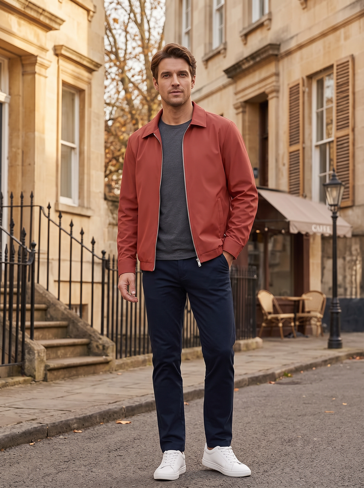 Jack Men's Lightweight Zip Jacket – Laydown Collar, 3 Pockets & Elastic Hem