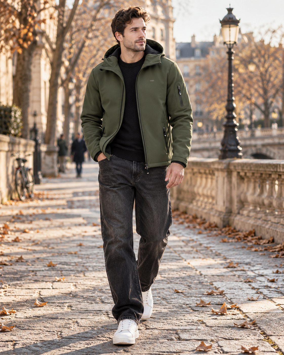 Umeko Men's Waterproof Softshell Jacket – Fleece-Lined Interior, With Hood & 5 Handy Pockets