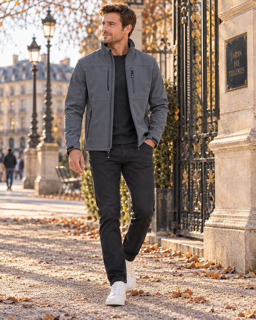 Alessio Men's Waterproof Softshell Jacket – Fleece-Lined Interior, 7 Handy Pockets & Drawcord Hem