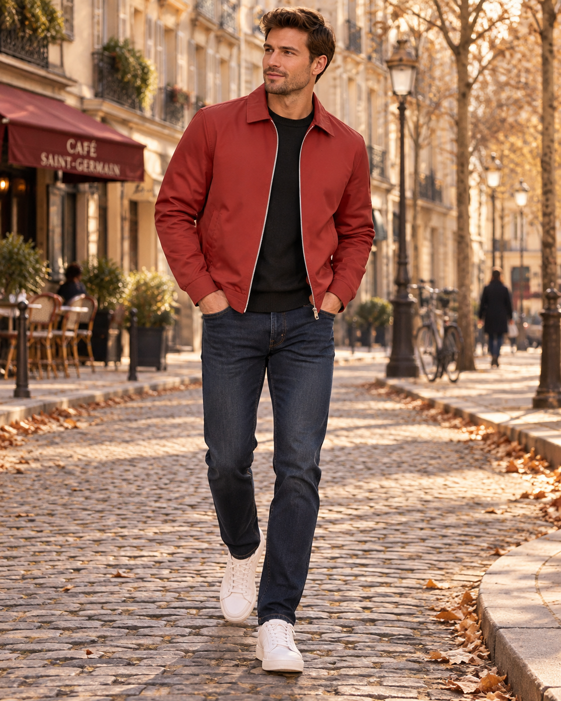 Joseph Men's Lightweight Zip Jacket – Laydown Collar, Snap Cuffs & 3 Pockets