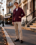 Robert Men's Sherpa-Lined Cardigan – Shawl Collar, Brushed Fleece & Ribbed Trims