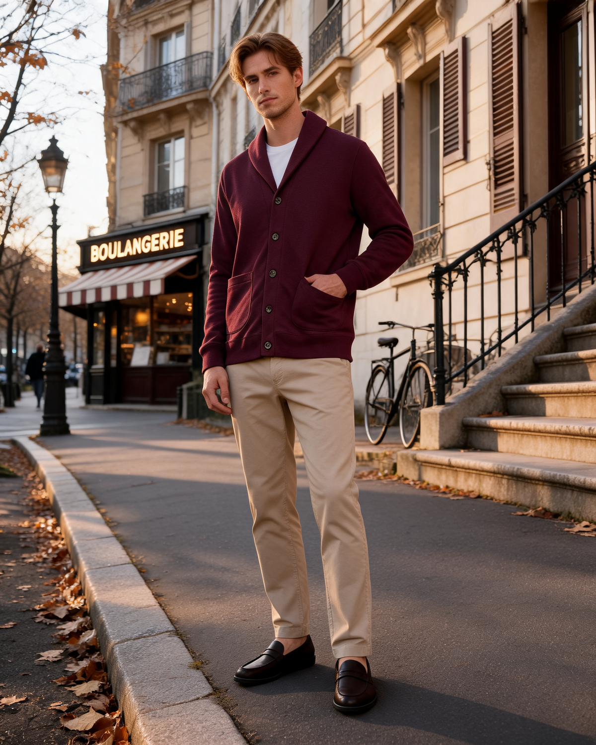 Robert Men's Sherpa-Lined Cardigan – Shawl Collar, Brushed Fleece & Ribbed Trims