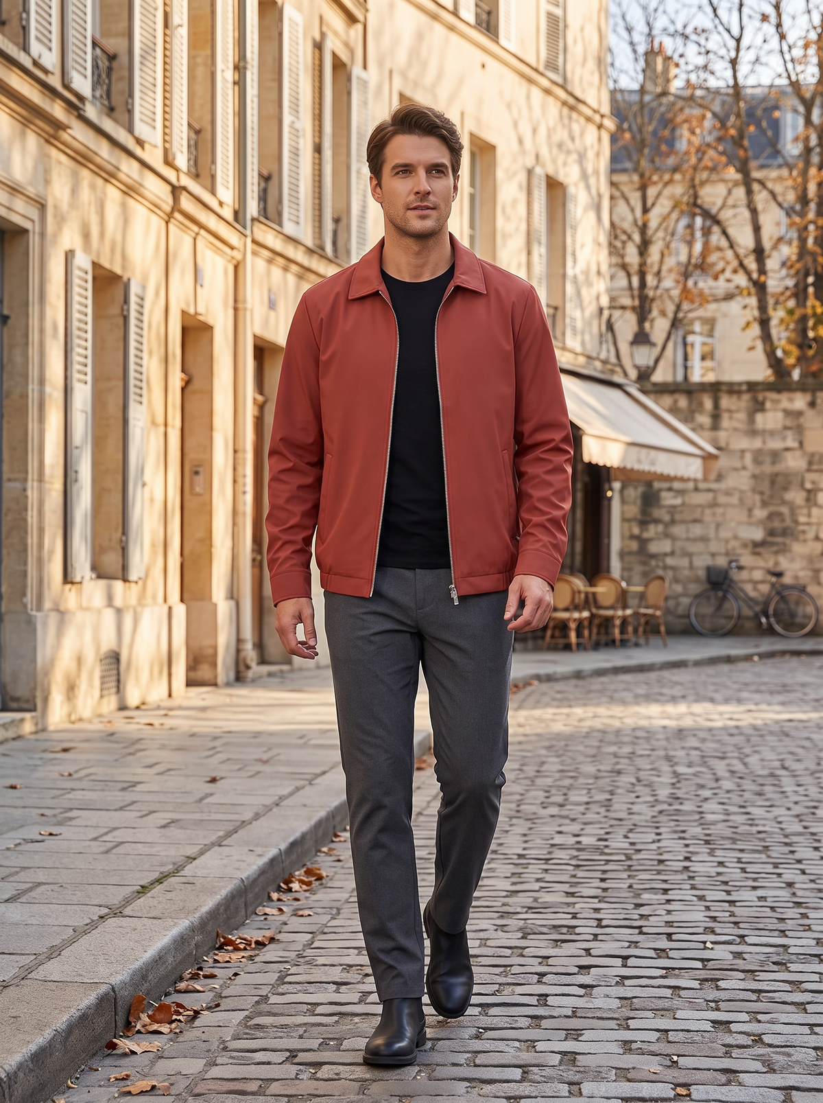 Damaris Men's Lightweight Zip Jacket – Laydown Collar, 3 Handy Pockets & Elastic Hem
