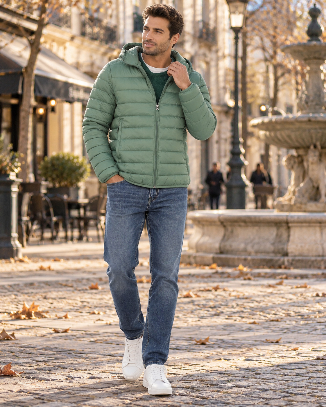 Robert Men's Packable Puffer Jacket – Hooded, Full Zip & Zipped Pockets