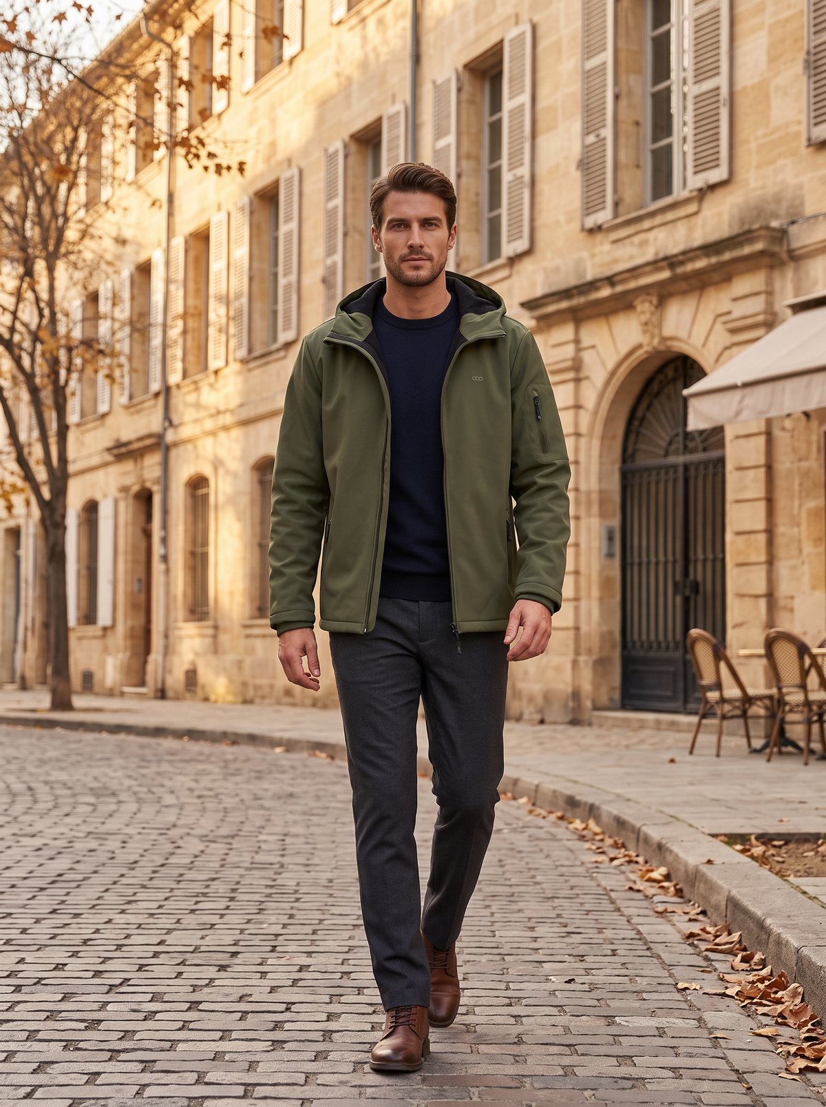 Vireo Men's Waterproof Softshell Jacket – Fleece-Lined Interior, With Hood & 5 Handy Pockets