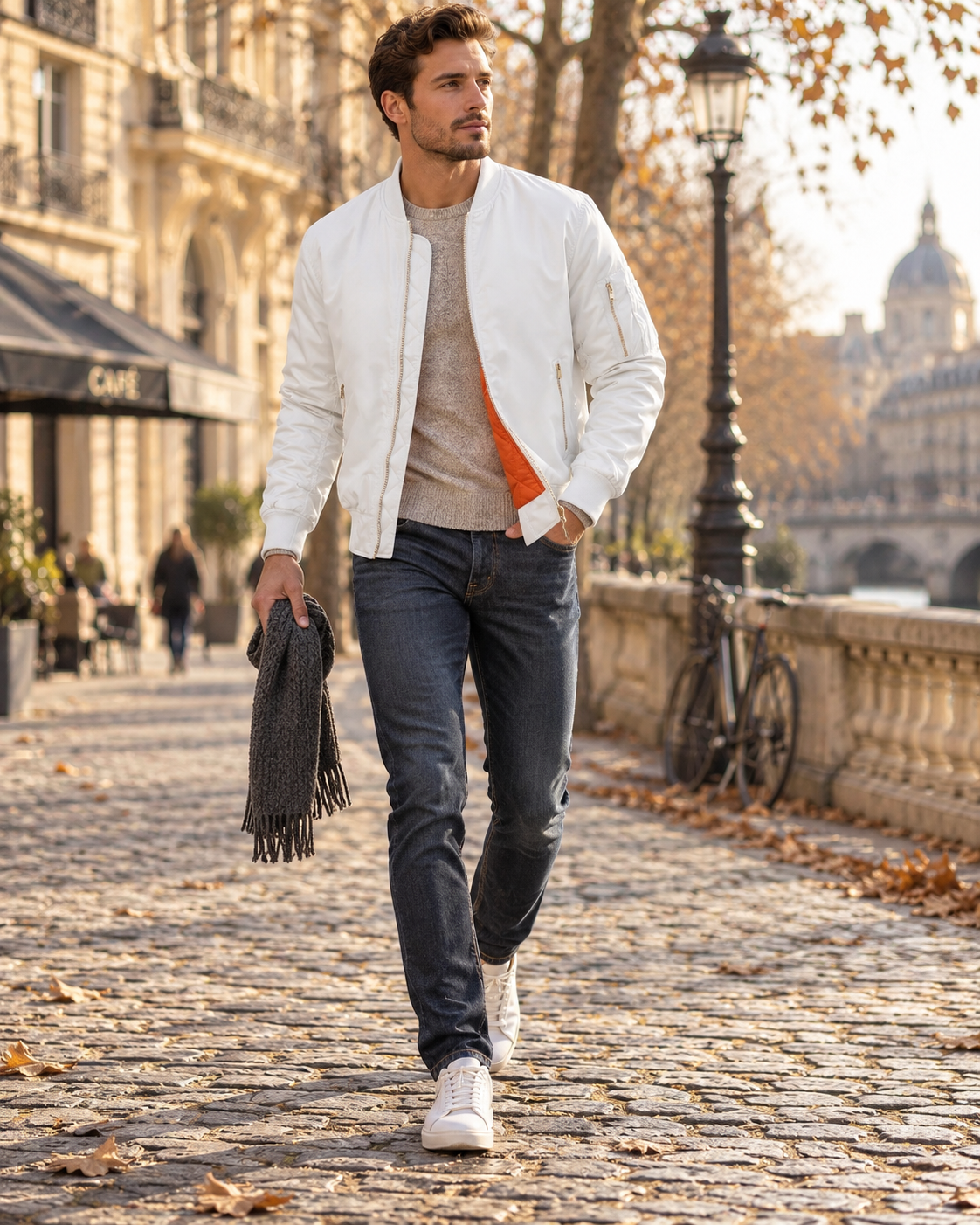 Ryan Men's Quilted Bomber Jacket – Ribbed Trims, Bronze Zip & 4 Pockets