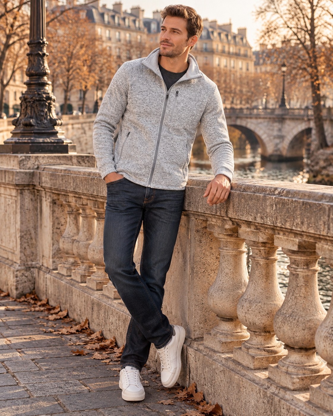Nicholas Men's Fleece Jacket – Full Zip, Stand Collar & Zipped Pockets