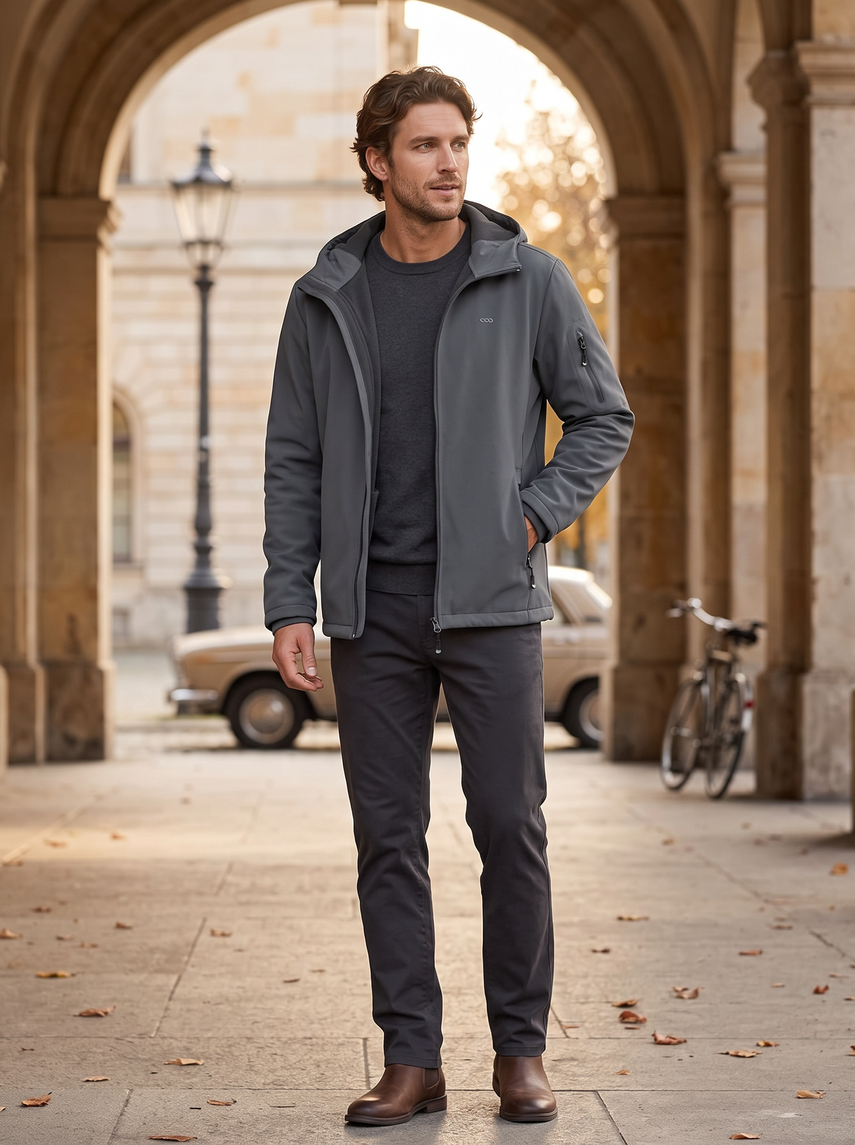 Michael Men's Waterproof Softshell Jacket – Fleece Lined, Hooded & 5 Pockets