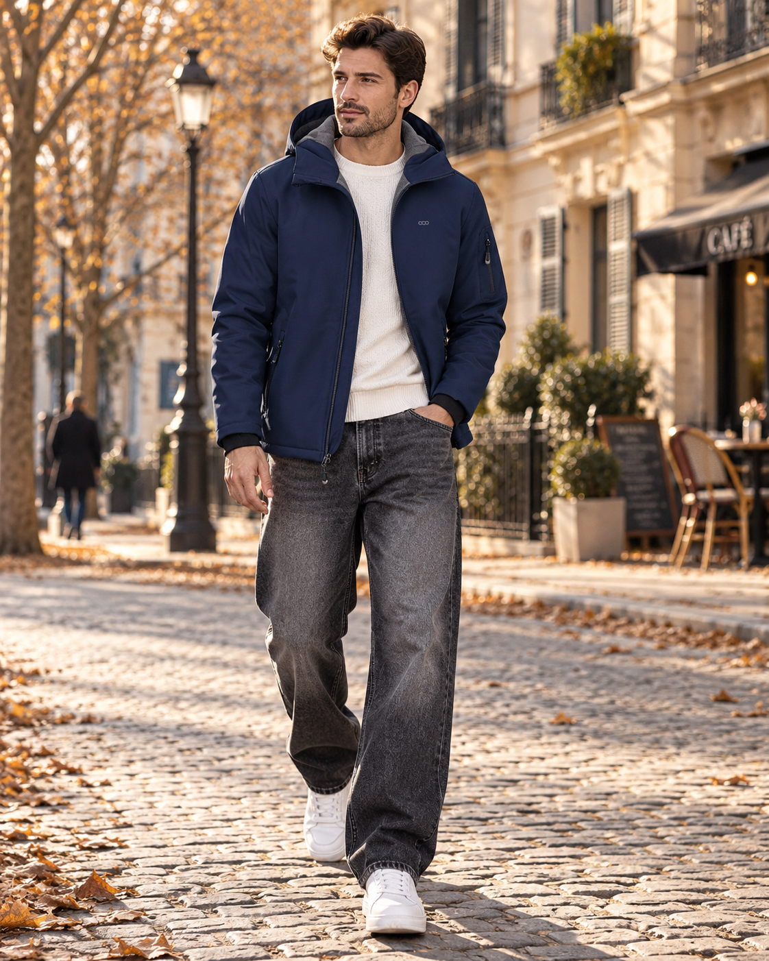 Umeko Men's Waterproof Softshell Jacket – Fleece-Lined Interior, With Hood & 5 Handy Pockets