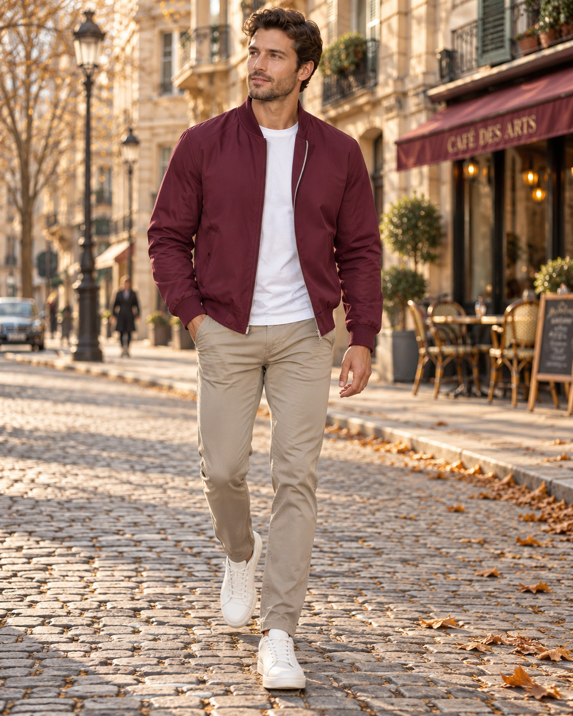 Xanto Men's Lightweight Bomber Jacket – Full-Length Zipper, Ribbed Detailing & 3 Handy Pockets