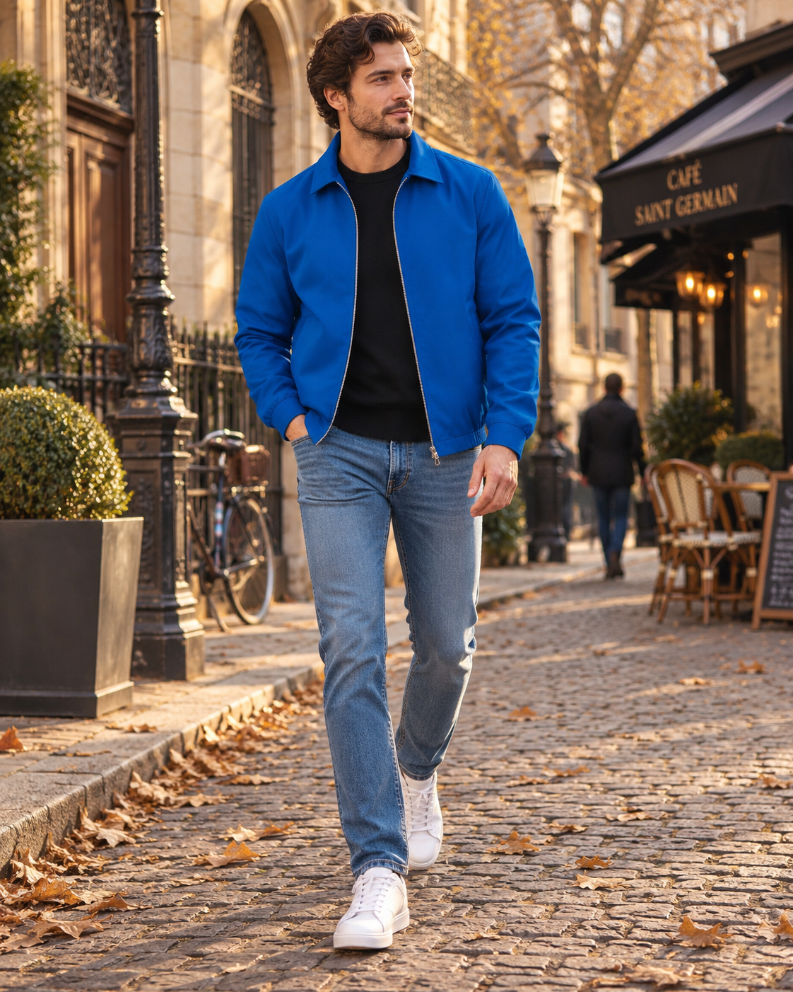 Joseph Men's Lightweight Zip Jacket – Laydown Collar, Snap Cuffs & 3 Pockets