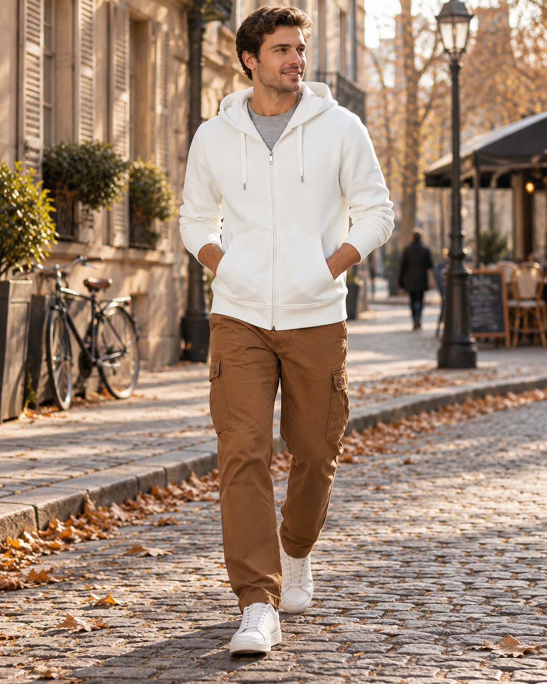 Jonathan Men's Brushed Fleece Hoodie – Full Zip, Drawstring Hood & Hand Pockets