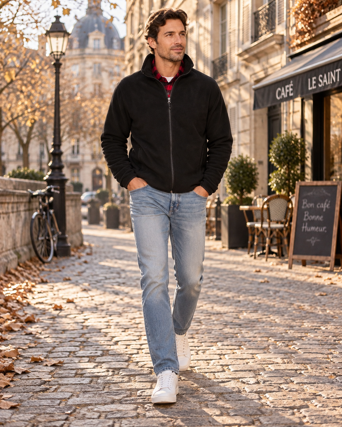 Jacob Men's Polar Fleece Jacket – Full Zip, Mock Neck & Zipped Pockets