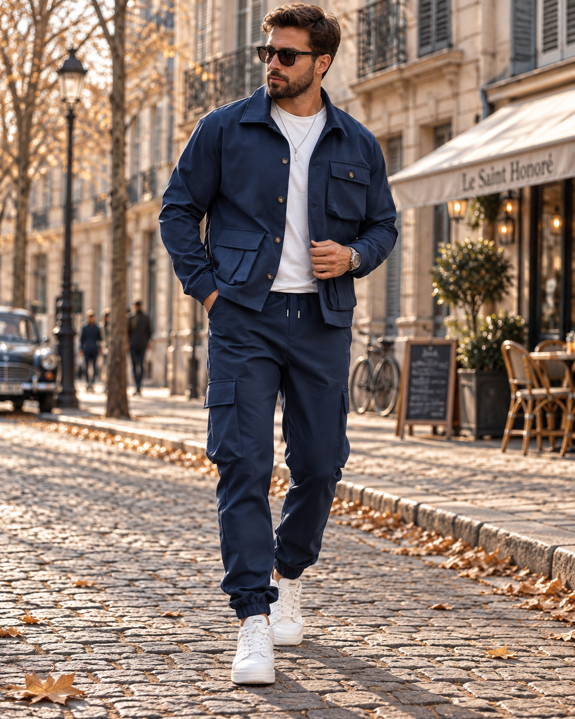 Noah Men's Cargo Two-Piece Set – Long-Sleeve Jacket, Relaxed Trousers & 6 Pockets