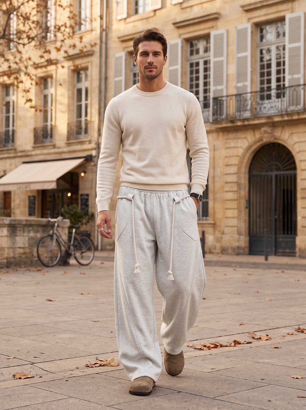 Halvard Men's Baggy Sweatpants – Rope Detail, Elastic Waist & Side Slip Pockets