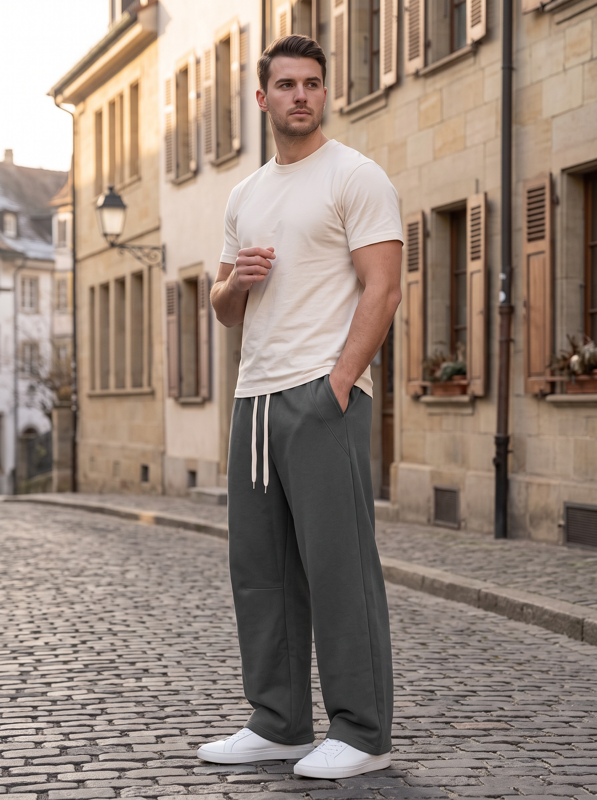 Cameron Men's Baggy Sweatpants – Wide Leg, Drawstring Waist & Side Pockets