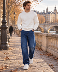 Ysolde Men's Baggy Jeans – Mid-Rise, Straight Leg, Stretch Denim & 5 Handy Pockets