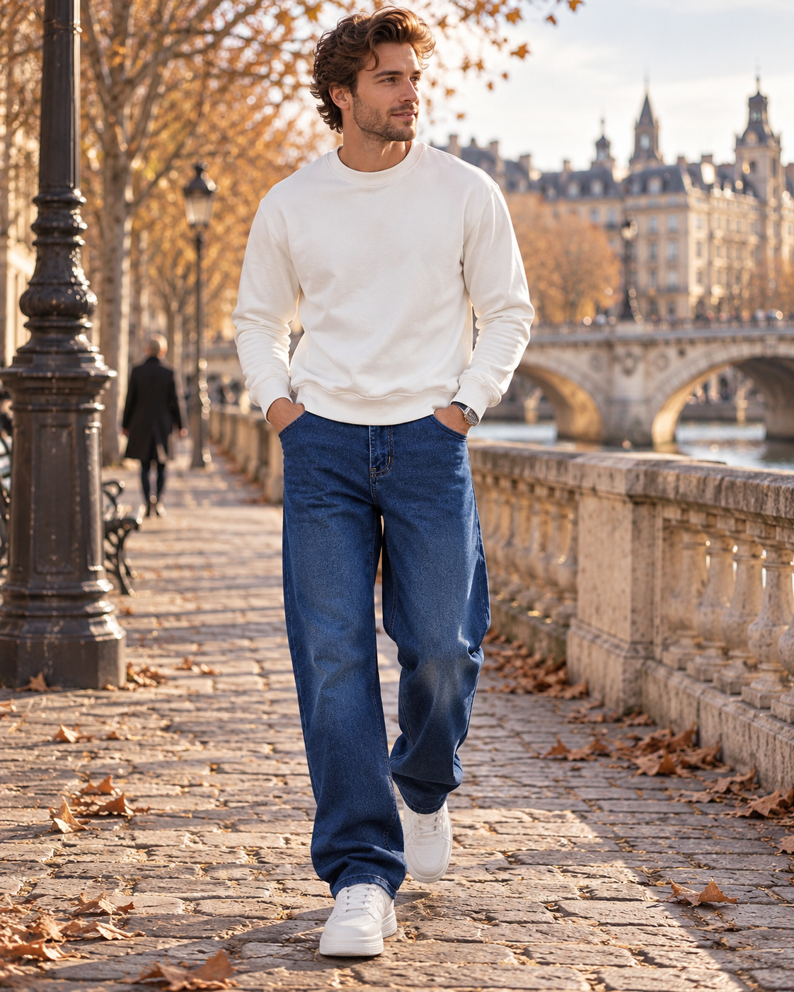 Ysolde Men's Baggy Jeans – Mid-Rise, Straight Leg, Stretch Denim & 5 Handy Pockets